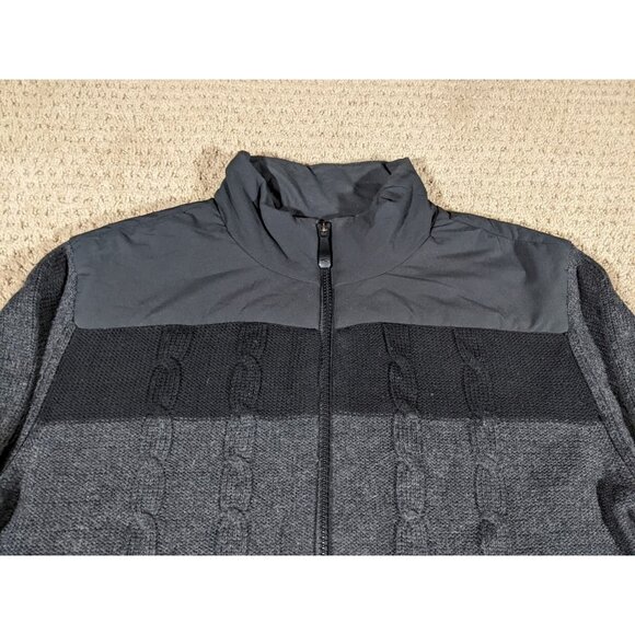 KJUS Women's XL Vail Jacket Full Zip Cable Knit Merino Wool Blend Athletic Black - Picture 6 of 11